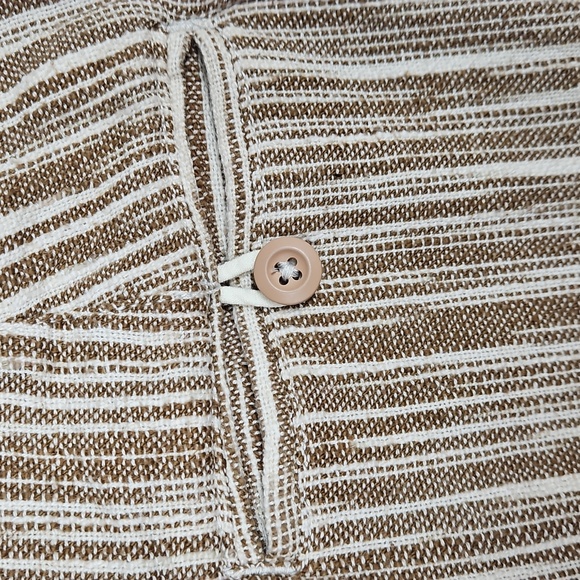 Free People Marta Yarn Dye Trousers White Tan Size 2 100% Cotton - Picture 3 of 13